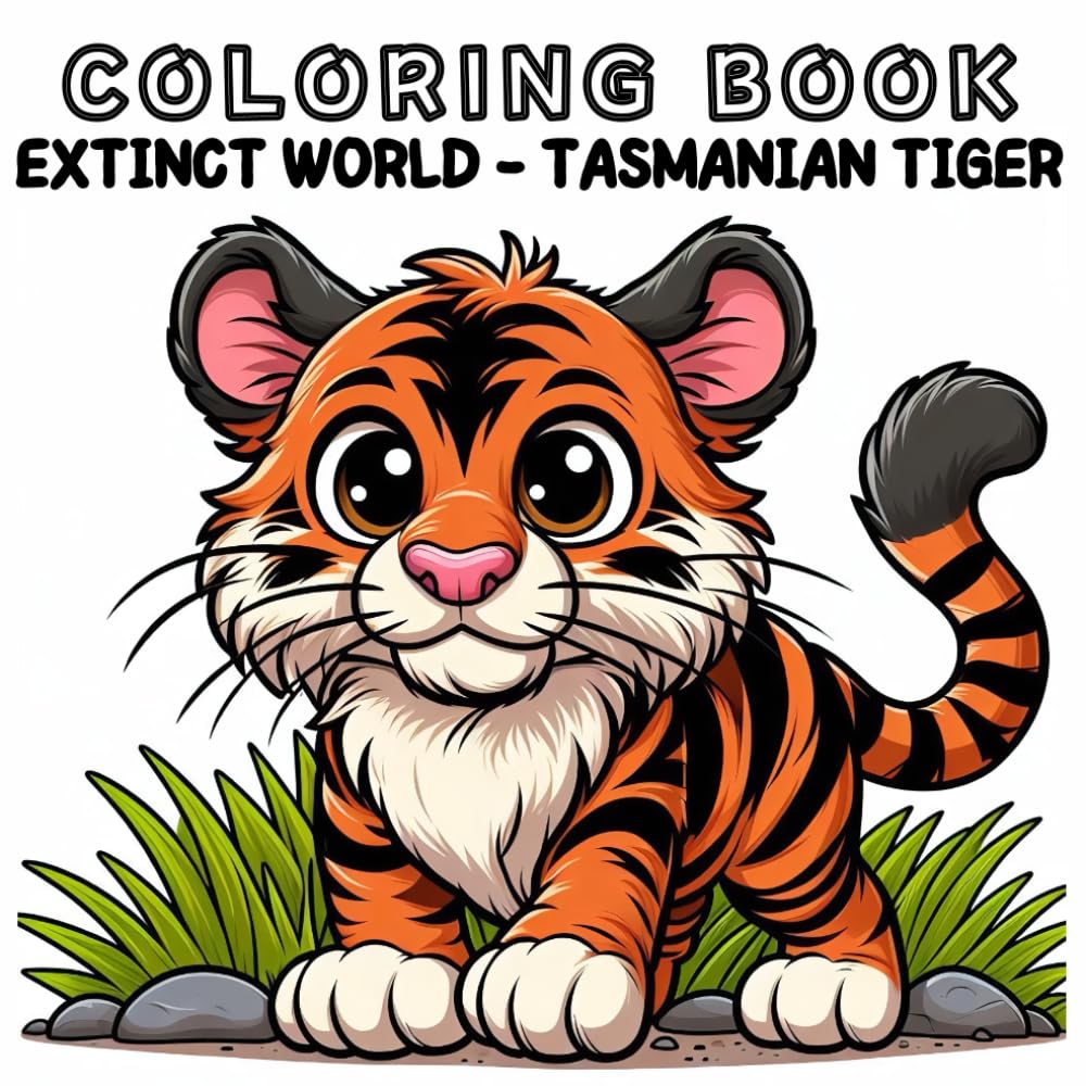 Coloring Book: Extinct Animals World - Tasmanian Tiger
