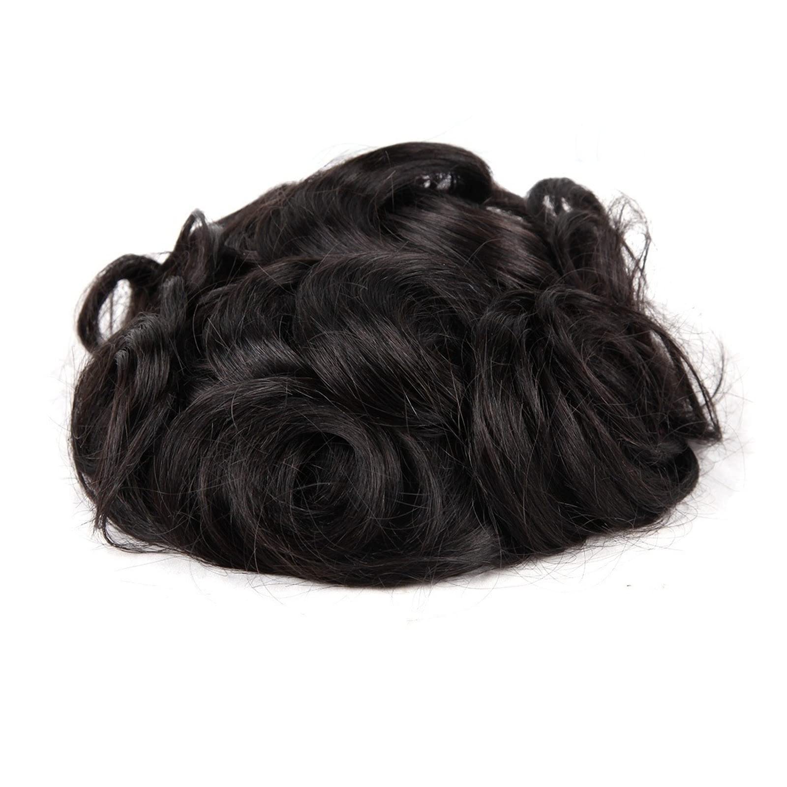 Fine Mono postiche pour homme 100 % cheveux humains Remy de remplacement (22,9 x 15,2 cm, brun foncé)