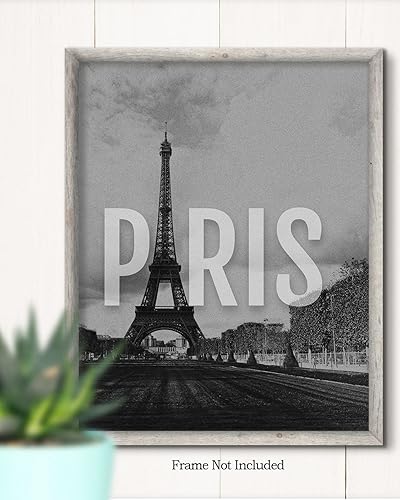 Miniatura 2 de Arte de pared blanco y negro de la Torre Eiffel de París, decoración de habitación de Francia, destino de viaje urbano, decoración del hogar, gran