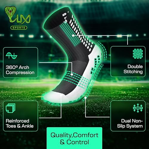 Miniatura 4 de LUX Sports Calcetines de Doble Agarre - Calcetines de Agarre para Fútbol para Hombres y Mujeres. Rendimiento y Comodidad GripArray