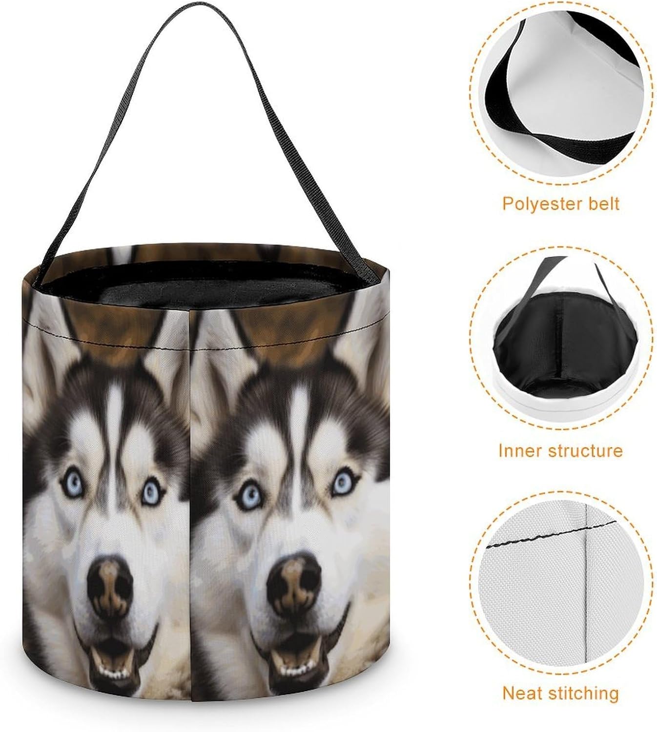 Stupid Husky Dog Candy Bucket with Handle Trick Or Treat Bucket image 4