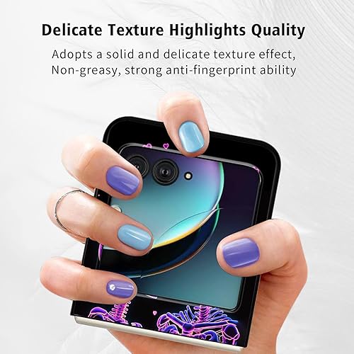 Vista 192 de Funda para Motorola Moto Razr Plus 2023 con protección de pantalla, cubierta trasera de policarbonato duro delgada y ultrafina con patrón de estante