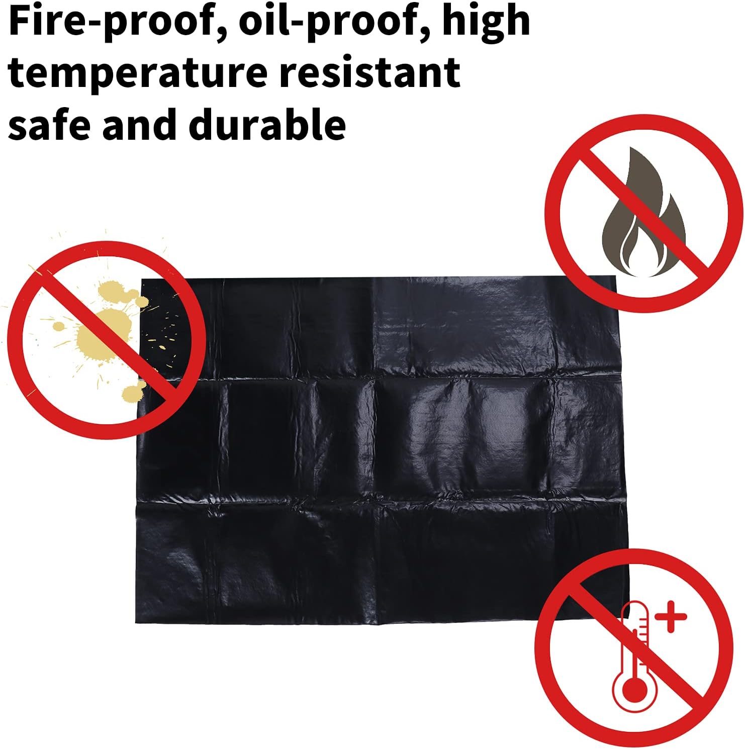 Tyenaza Charcoal Grill Mat, 50x35.8 Inch Fireplace BBQ Floor Mat Fire Retardant OilProof Non-Slip Charcoal Grill Pad
