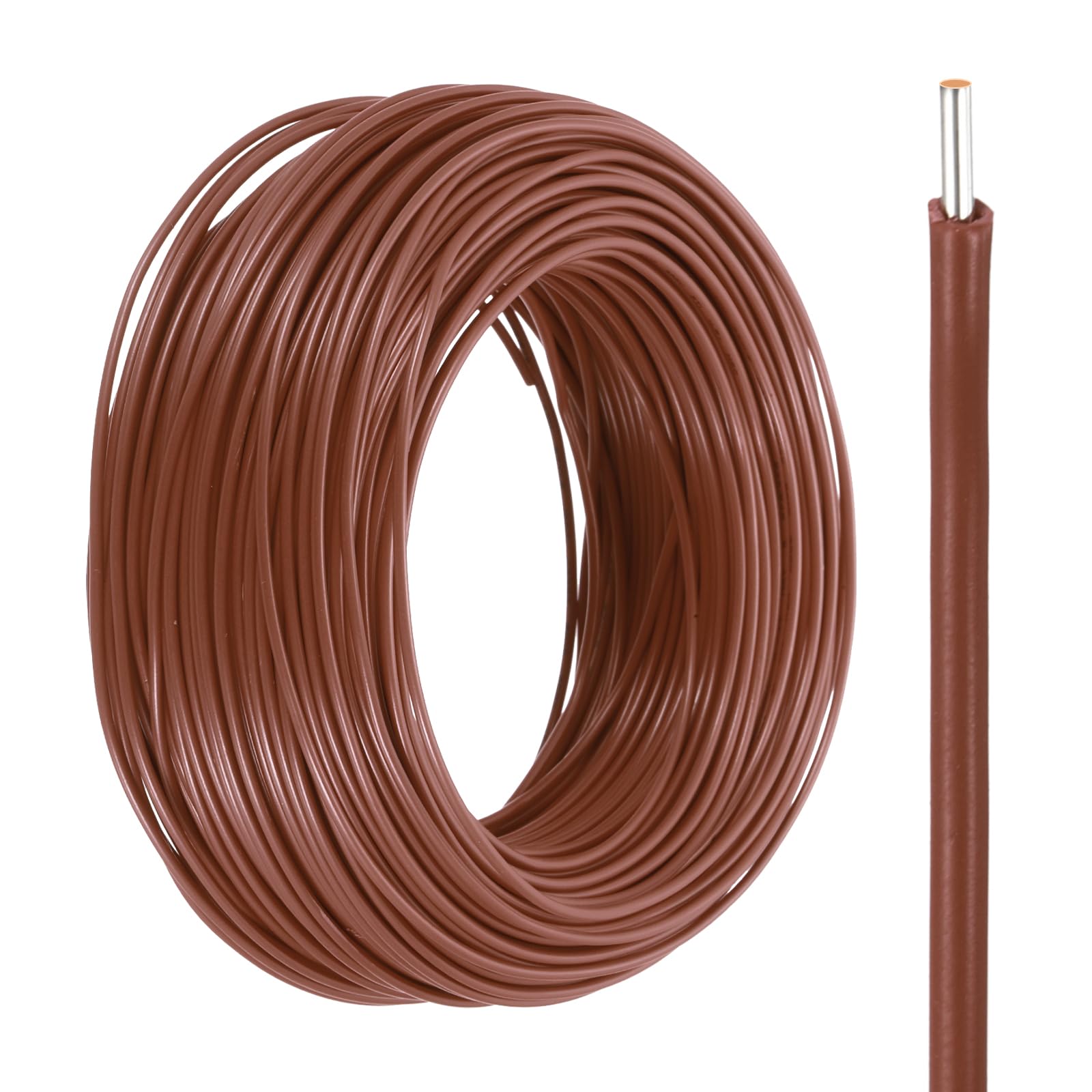 sourcing map UL1007 Solid Core Wire, 22 Gauge 200FT 300V 22 AWG Electrical Wire Tinned Copper PVC 80 Degree High Temp Internal Wiring for Fixed Installations, Appliances, Brown โ image 1
