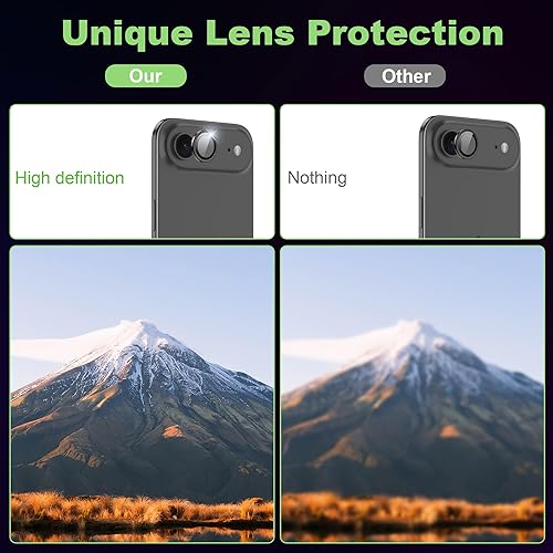 Miniatura 3 de Protector de pantalla trasera para iPhone 17 Air de 6.5 pulgadas con protector de lente de cámara, vidrio templado antiarañazos, dureza 9H,