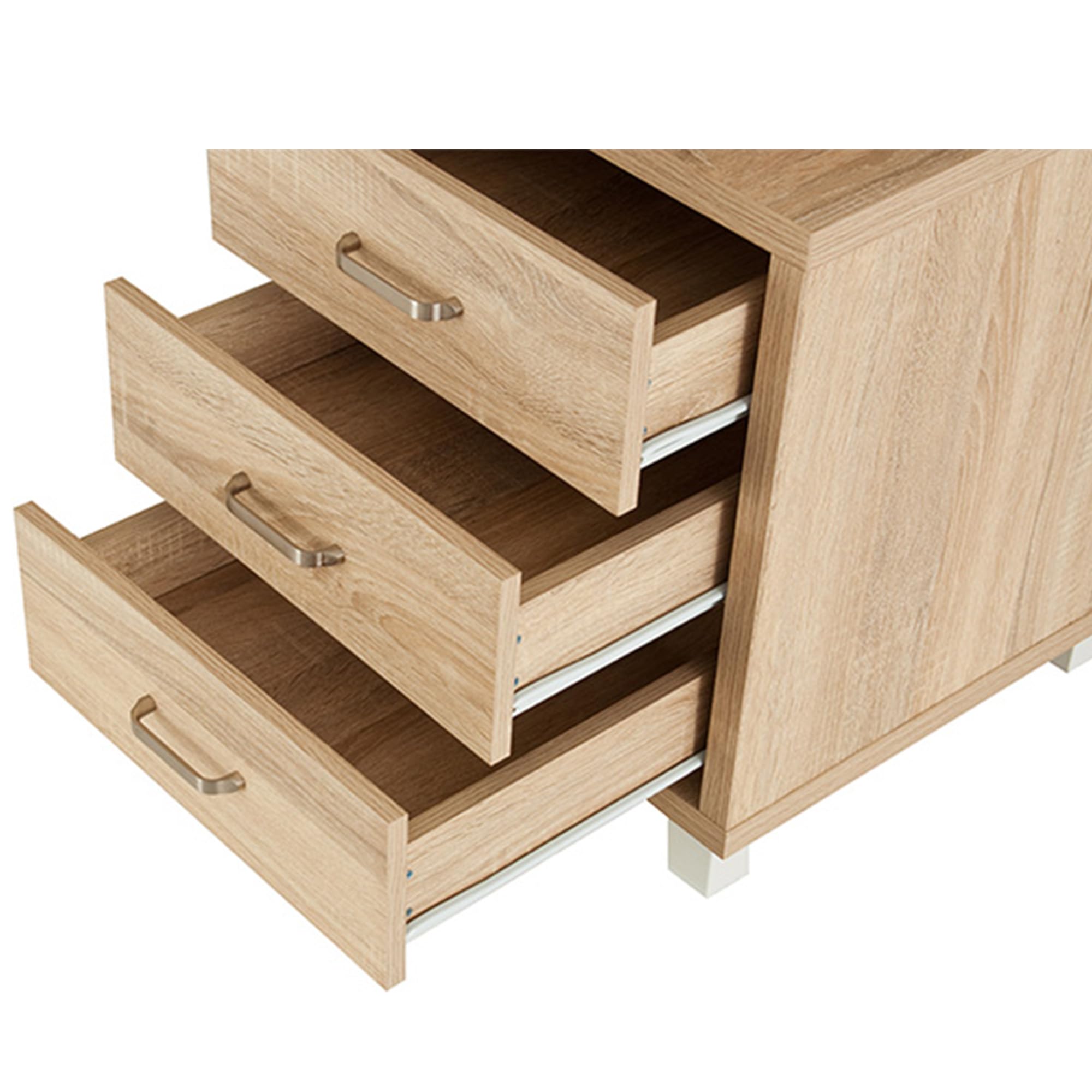 yelloo - Scrivania con Cassetti Salvaspazio, Scrivania Ufficio per Computer, Adatta per Cameretta, Scrivanie dal Design Moderno ed Elegante, Tavolo Ufficio Porta PC (Mod. ELEGANT Quercia)