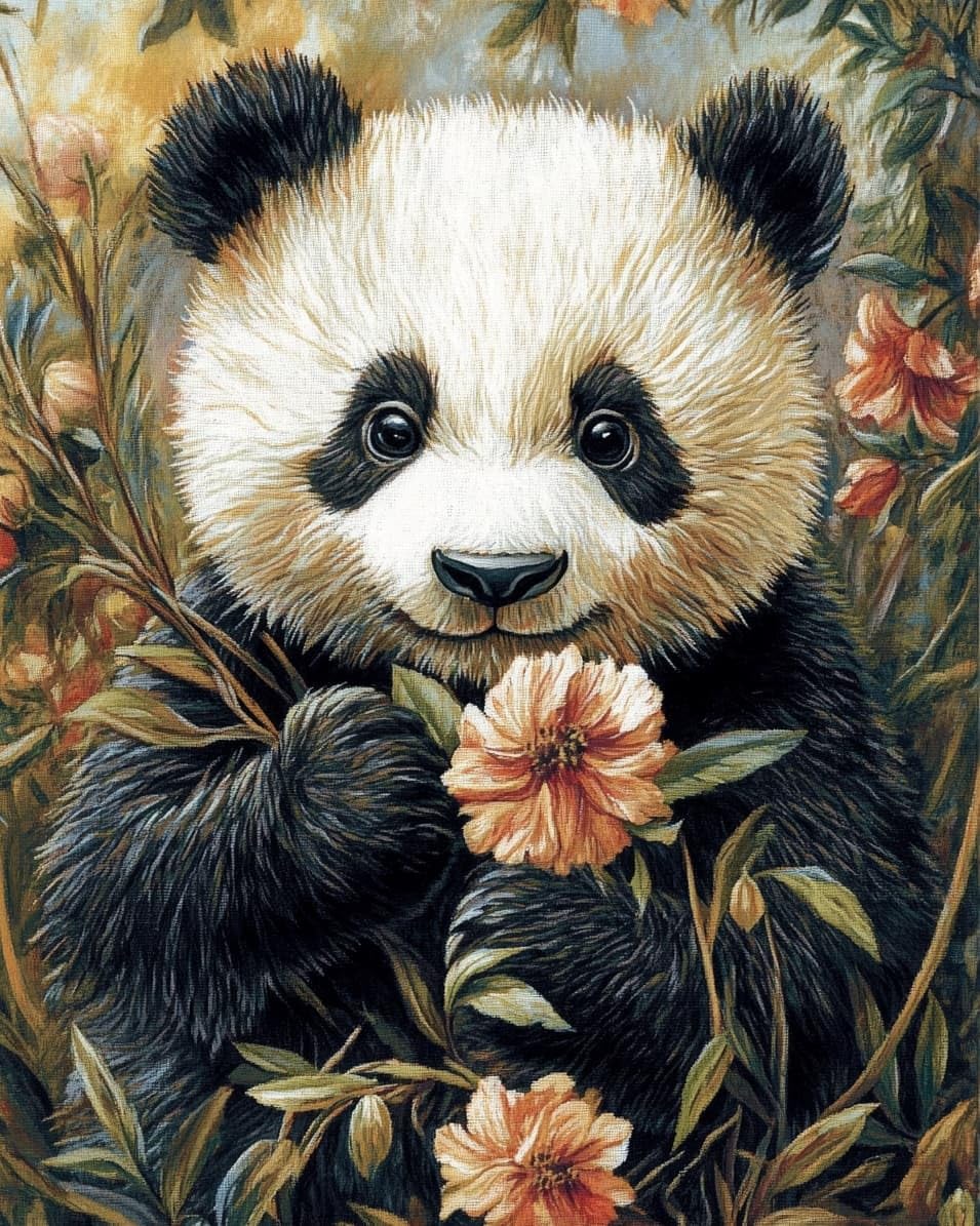 WallustrioaW DIY Stamped Cross Stitch Kits for Beginners,Animal Panda,11CT Needlepoint Embroidery Cross Stitch Kits Art Craft Wall Decoration,40x50cm