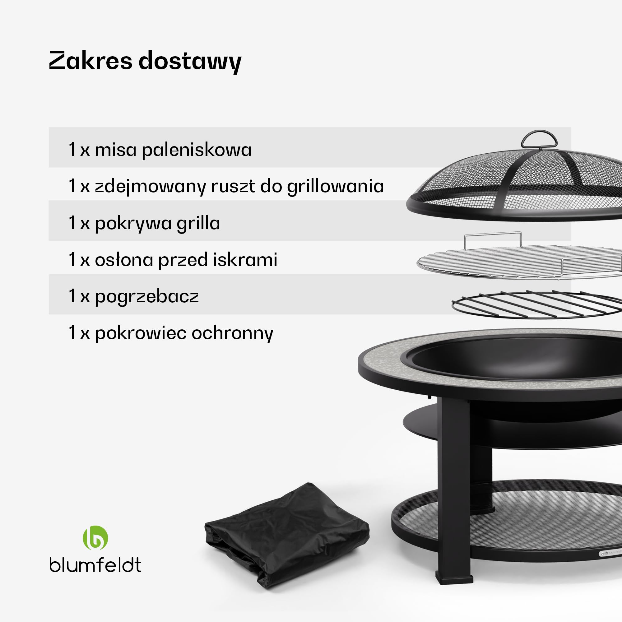 blumfeldt Palenisko ogrodowe 3 w 1 (palenisko, stół, grill), z ochroną przed wysoką temperaturą, rusztem do grillowania, pogrzebaczem, ochroną przed iskrami, ochroną przed deszczem – idealny jako