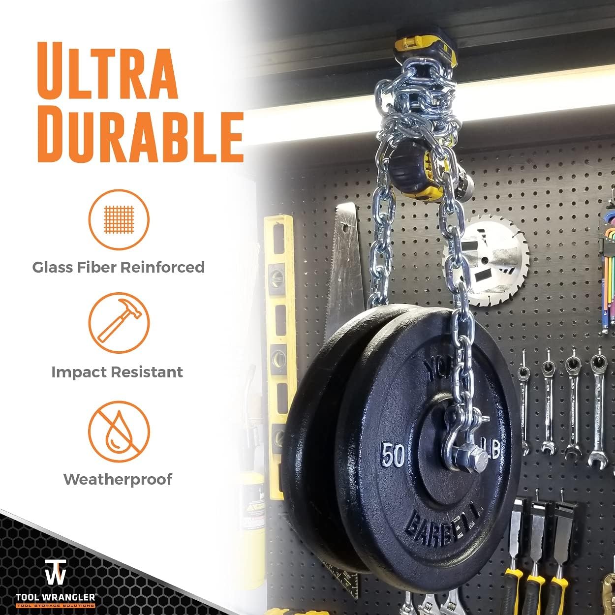 Tool Wrangler Dewalt Tool Holder Organization - Fits 20V - 8 DeWalt Tool Mounts | Dewalt Drill Holder Wall Mount | Made in North America | Screws Included | Strongest Dewalt Tool Mount Organizer