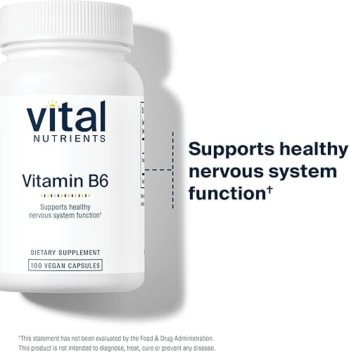 Miniatura 5 de Vital Nutrients Vitamina B6 | Vitaminas veganas metiladas B6 para el sistema nervioso, músculo, salud ósea* | Vitamina B6 de alta potencia para