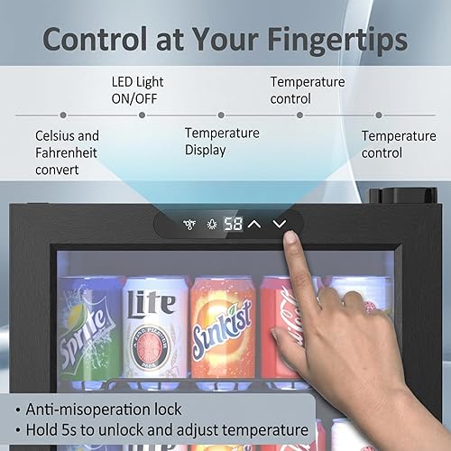 Miniatura 2 de Beverage Refrigerator, 3.2 Cu.ft Mini Fridge with Glass Door, Adjustable Digital Temperature Control for Soda, Beer, Wine for Home, Office or Bar