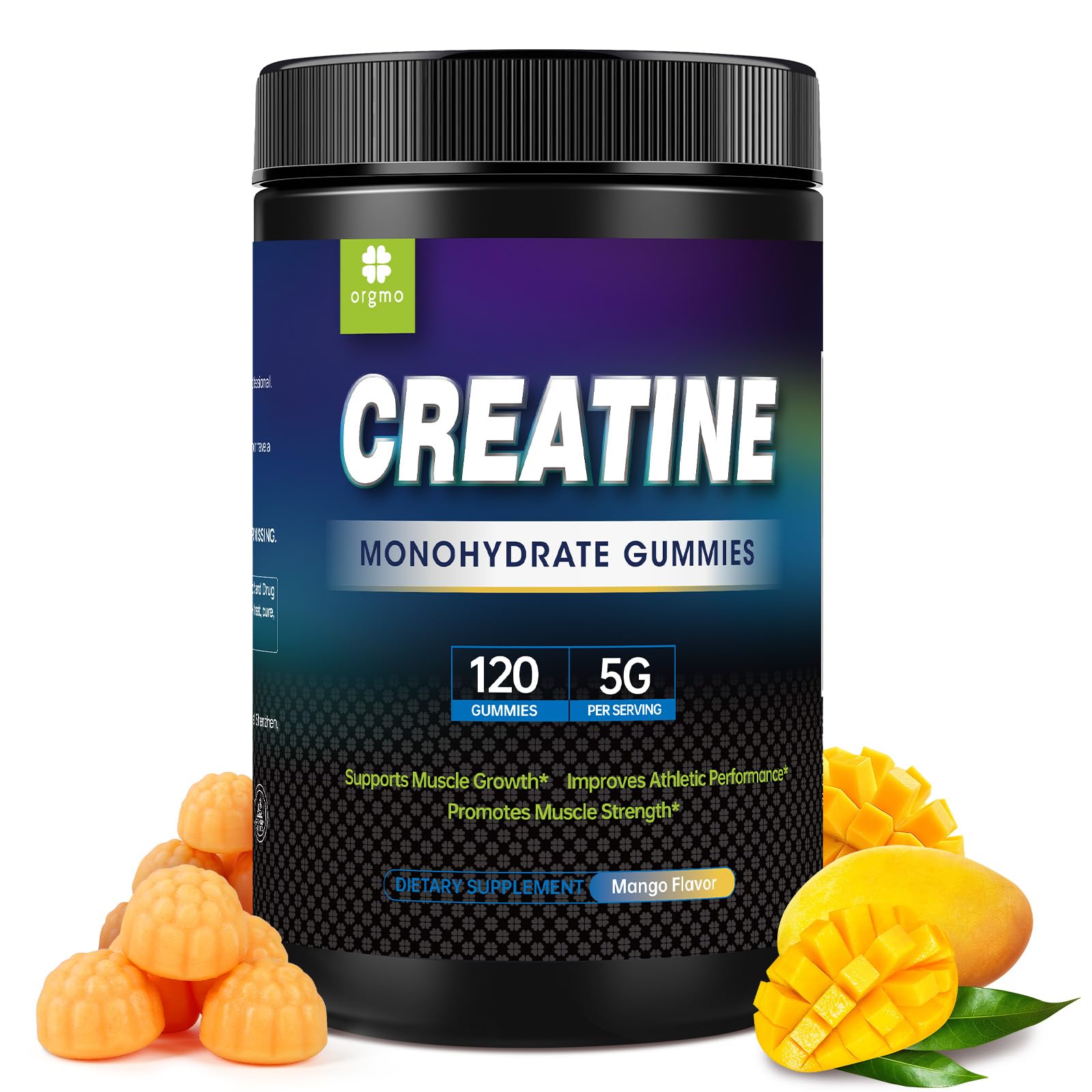 Creatine Monohydrate Gummies 5000mg for Men & Women, Mango 120 Count