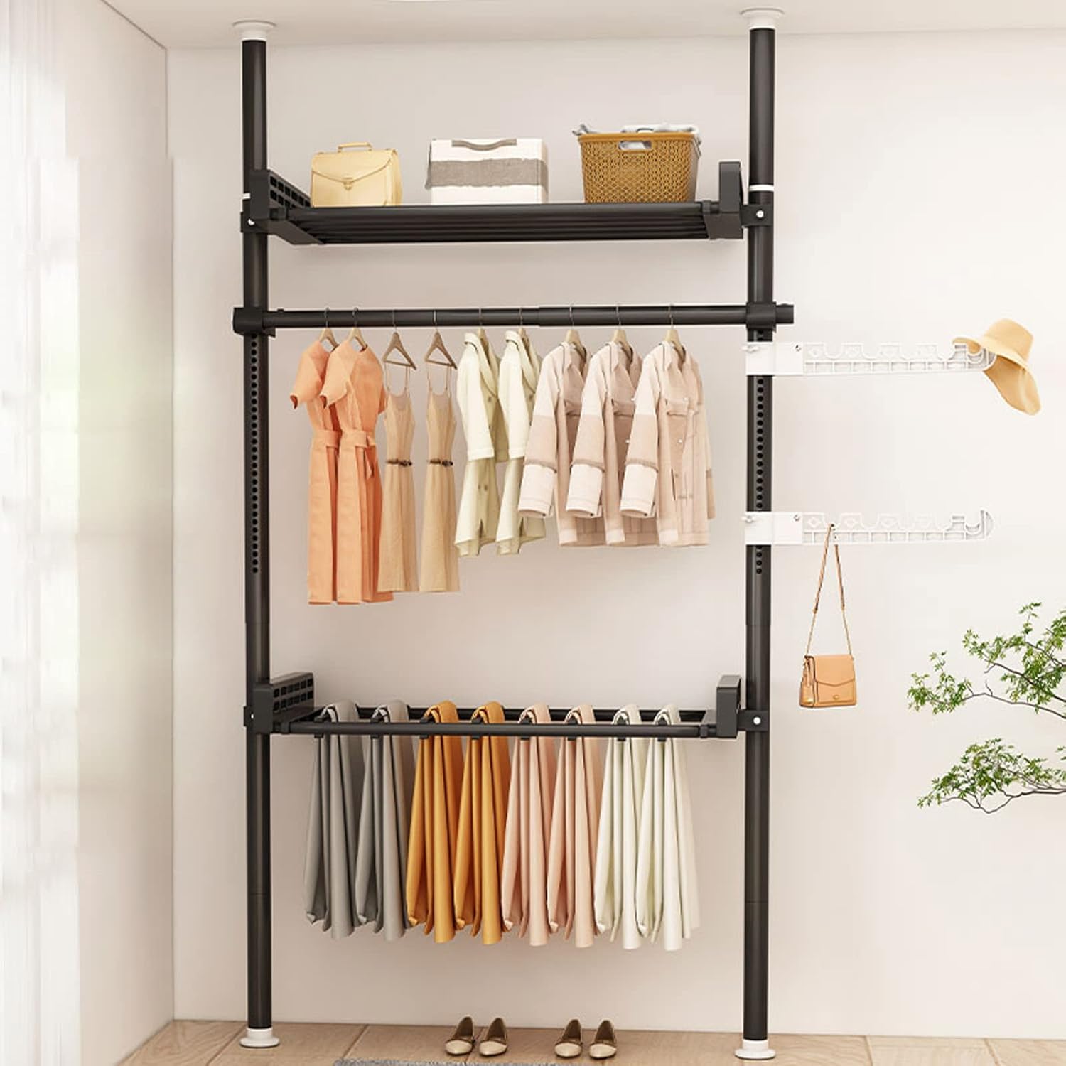 Garment Rack for Cupboard, Clothes Rack Telescopic Heavy Duty Wardrobe