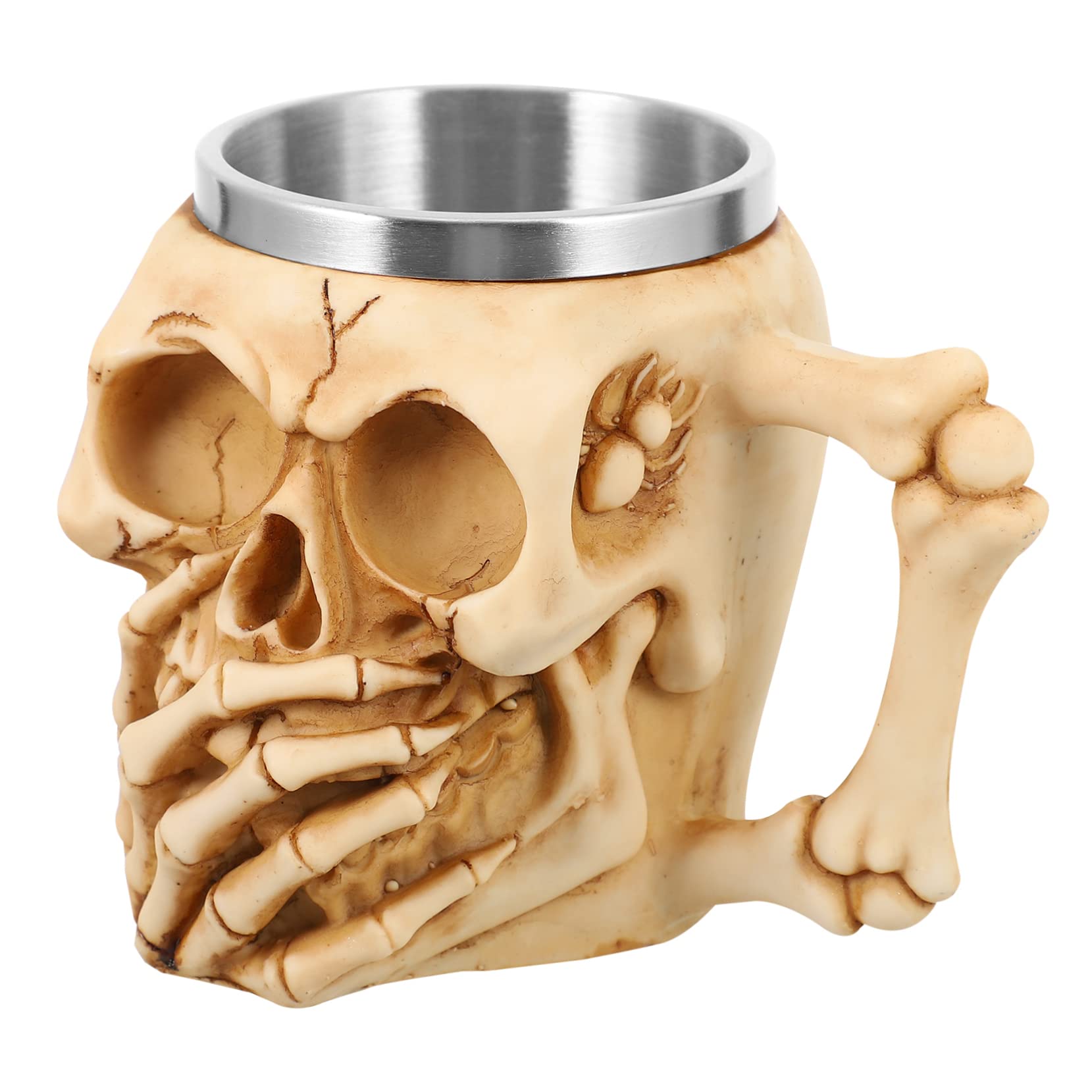 Taza de calavera de Halloween artesanal con acero inoxidable interior para mantener caliente