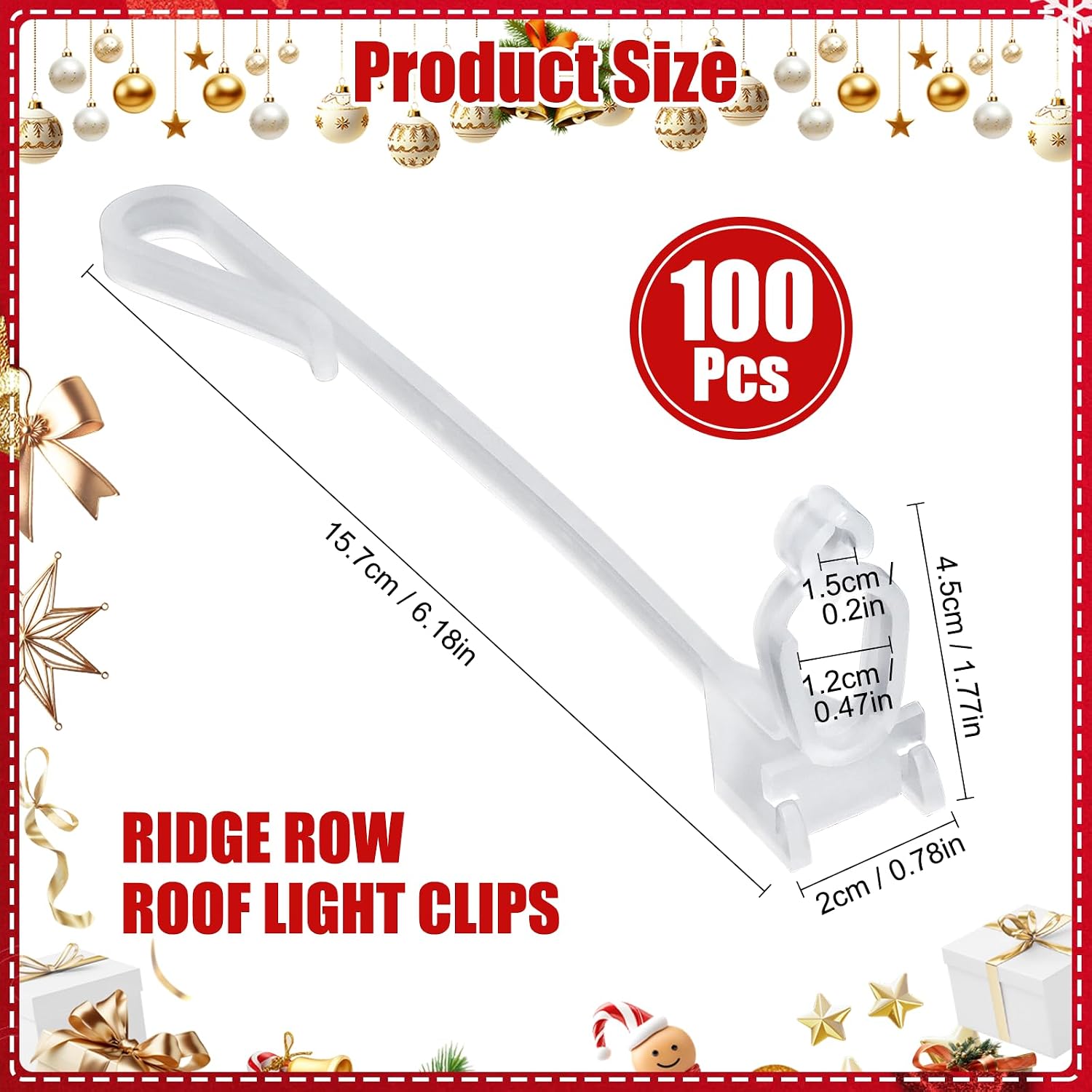 Hysagtek Ridge Christmas Light Clips - 100 Pcs Ridge Clips Roof Row Ridgeline Gutter and Shingle Light Mounting Clip Hooks Outdoor String Light Clip for C7 C9 Christmas String Lights