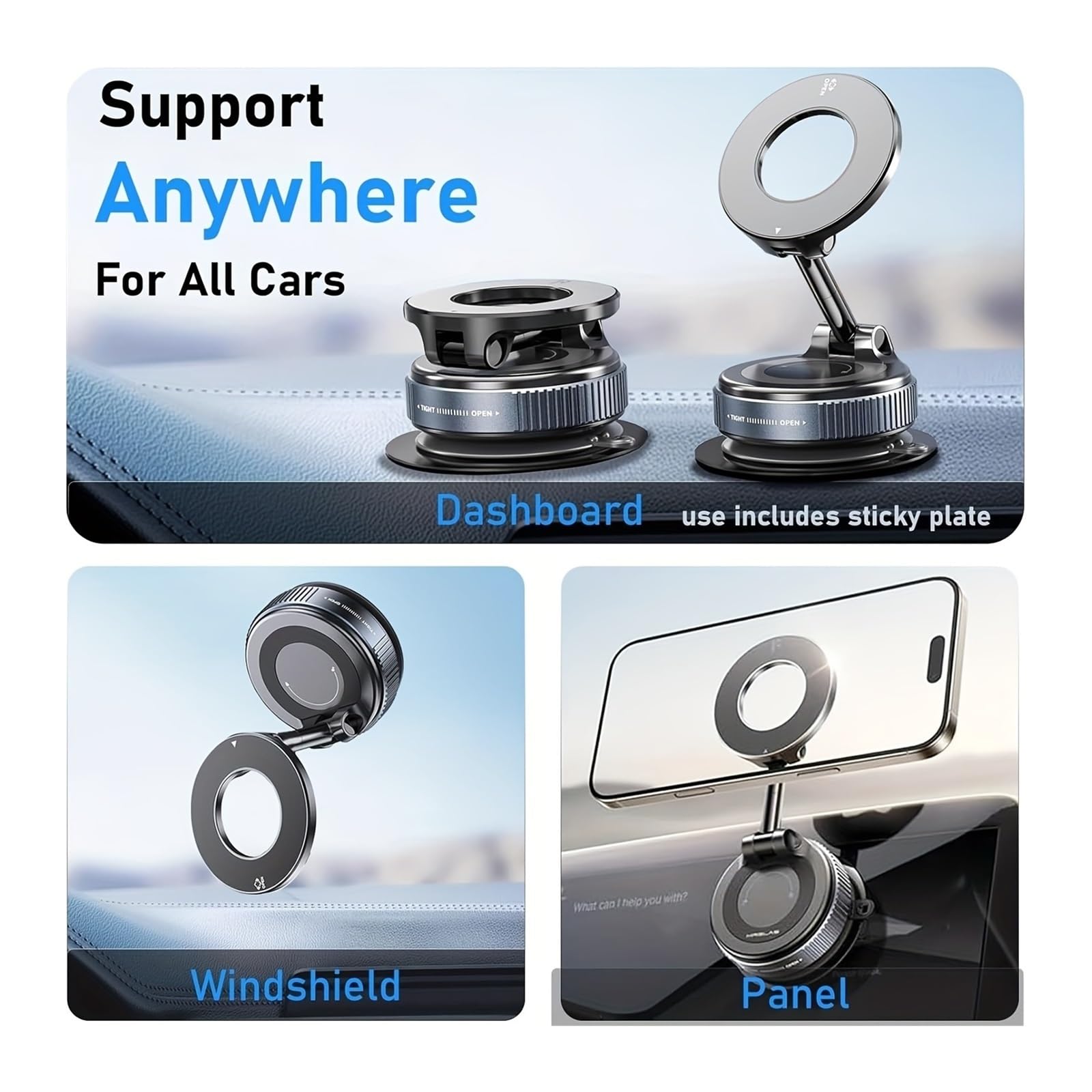 Supporto for cellulare da auto con ventosa for smartphone | Staffa di supporto for cellulare mobile for l'uso della navigazione automatica(K009 White)