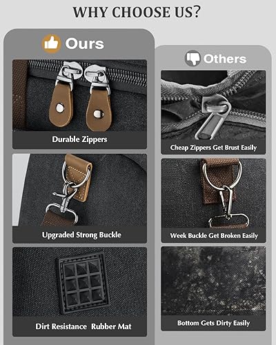 Miniatura 4 de Gonex Bolsa de lona para viajes, expandible resistente al agua, 50 L, bolsa de gimnasio para fines de semana y noche, con bolsillo de separación en