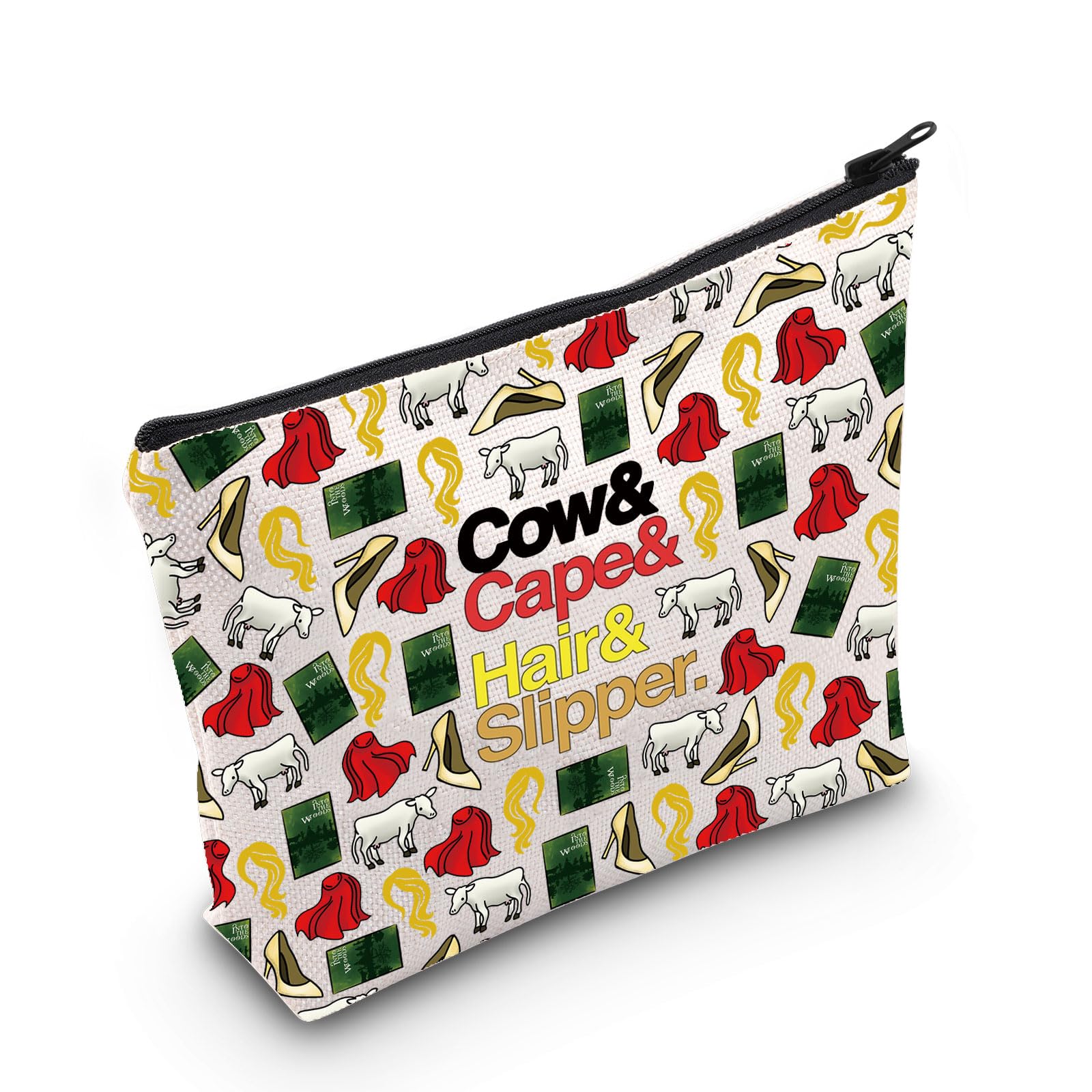 WZMPA Musical Cosmetic Makeup Bag Musical Theatre Fans Gift Cow&Cape&Hair&Slipper Musical Makeup Zipper Pouch Bag for Women Girls Cow&Cape F