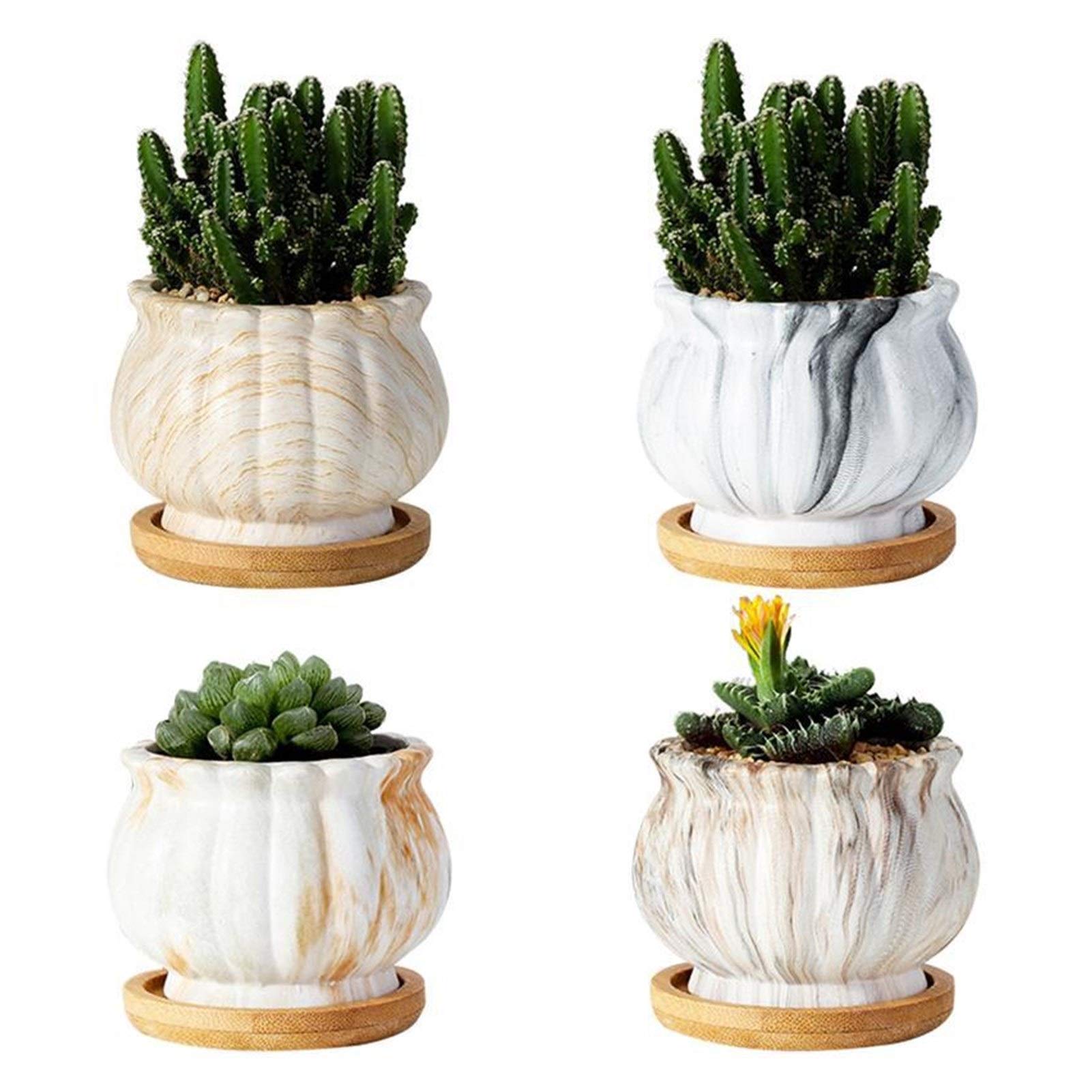 Vasi per Piante 4pcs Flower Flower Pot Ceramica succulente Flower Flower Flower Pot Flower Pot pentola pianta macetas Accessori da Giardino Domestici Flower Flower Decorazione Ufficio pianta