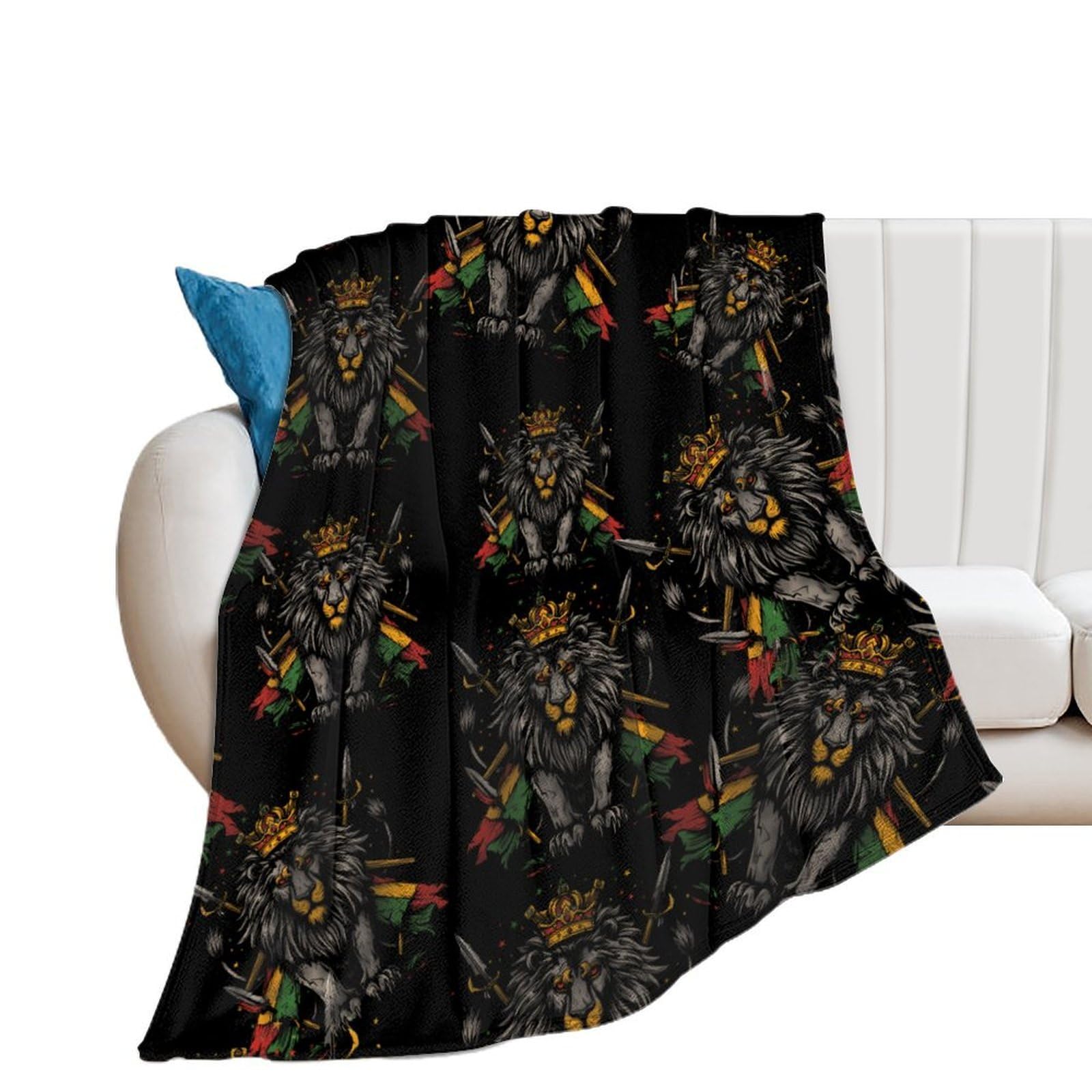 Lion Flag Reggae Rastafarian Rasta Throw Blanket Lightweight Summer Blankets for Bed Sofa Camping Travel