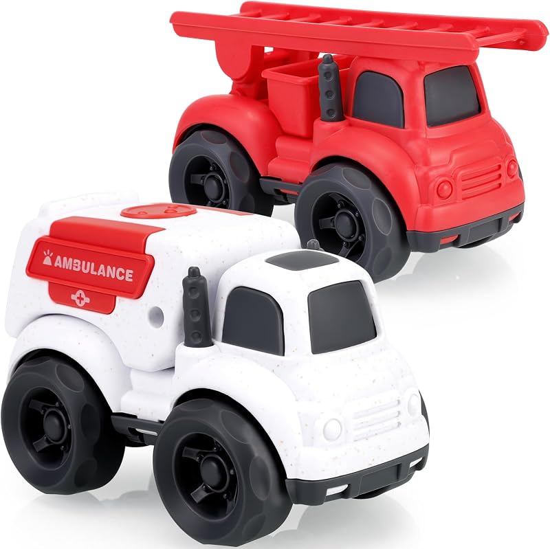 Toddler Toy Cars for 2 3 Year Old Boy, 3 in 1 Police Car Firetruck Toys and Ambulance for Toddlers, BPA Free, Phthalates Free, PVC, Outdoor Toys for Toddlers 2-4, Easter Birthday Gifts for Kids