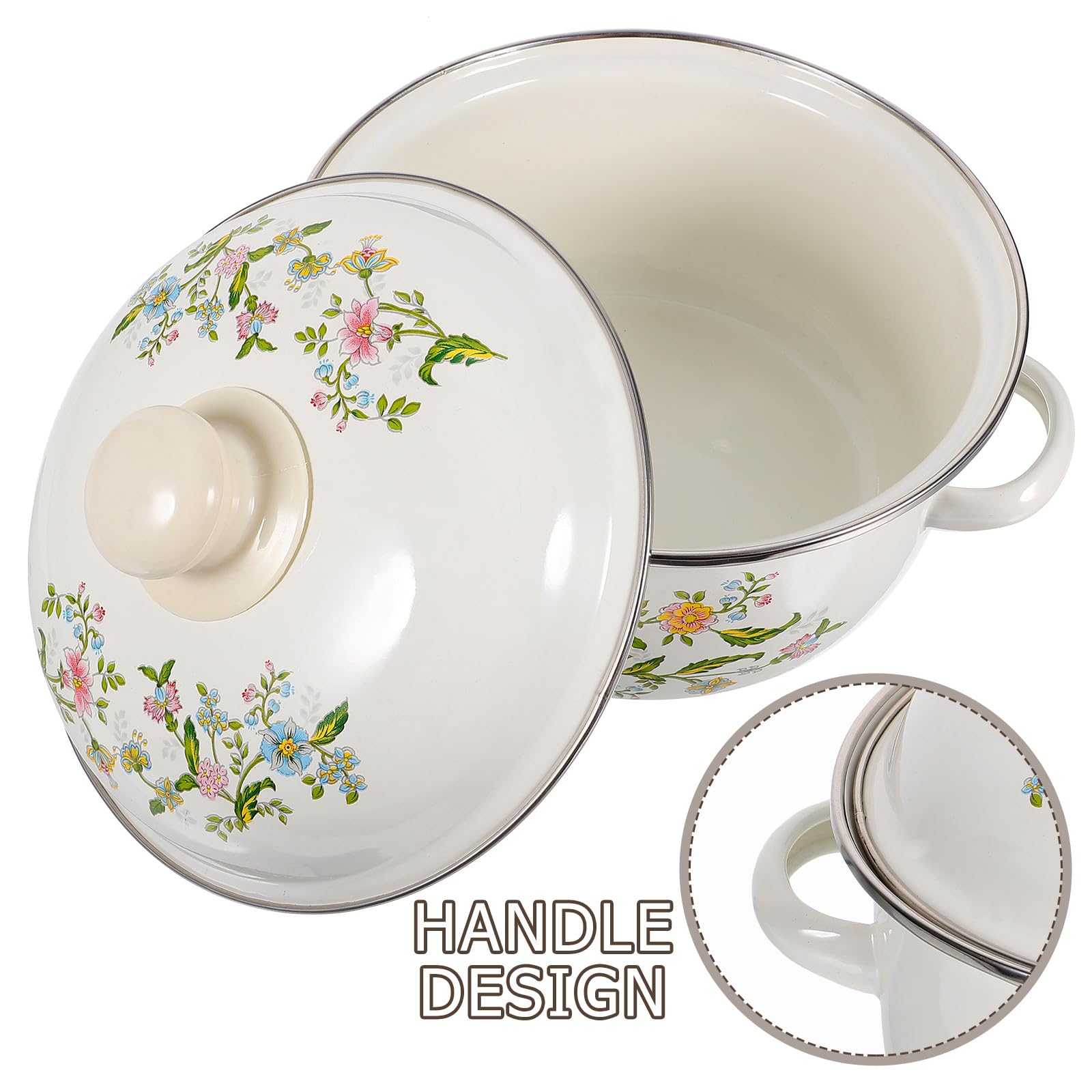 POPETPOP Emaille Kochtopf Emaillierte Küchentöpfe mit Ergonomischen Griffen 3 Stück Multifunktionale Kleine Suppentöpfe für Babyernährung und Salate
