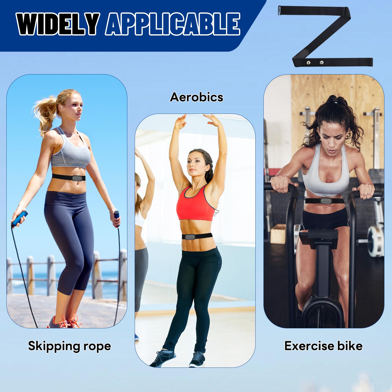 Fascia elastica regolabile per cardiofrequenzimetro (70 cm a 105 cm) compatibile con per Wahoo Polar H10 H9 Coospo Magene LIVLOV, ideale per Corsa Ciclismo