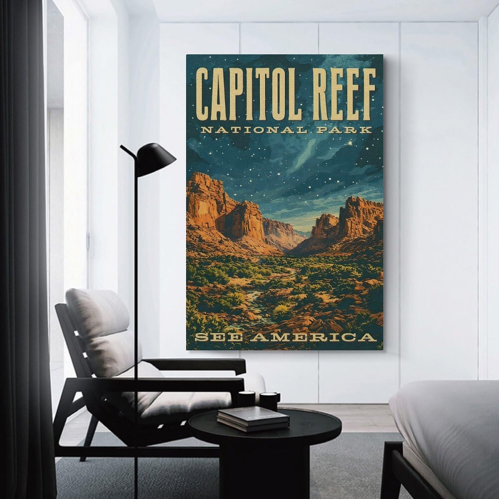 Junmoney Capitol Reef National Park Vintage Canvas Art Print, 08x12inch(20x30cm), for Bedroom, Lounge Or Dressing Area, Canvas Wall Decor for Personal Spaces