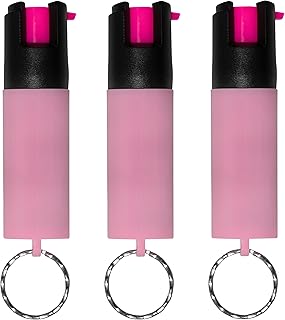 Police Magnum Pepper Spray Self Defense - Mini Pocket Safety Tool - Small Discreet Canister Case- Made in The USA- 3 Pack 1/2oz Twist Lock Pink Sleeve Keyring