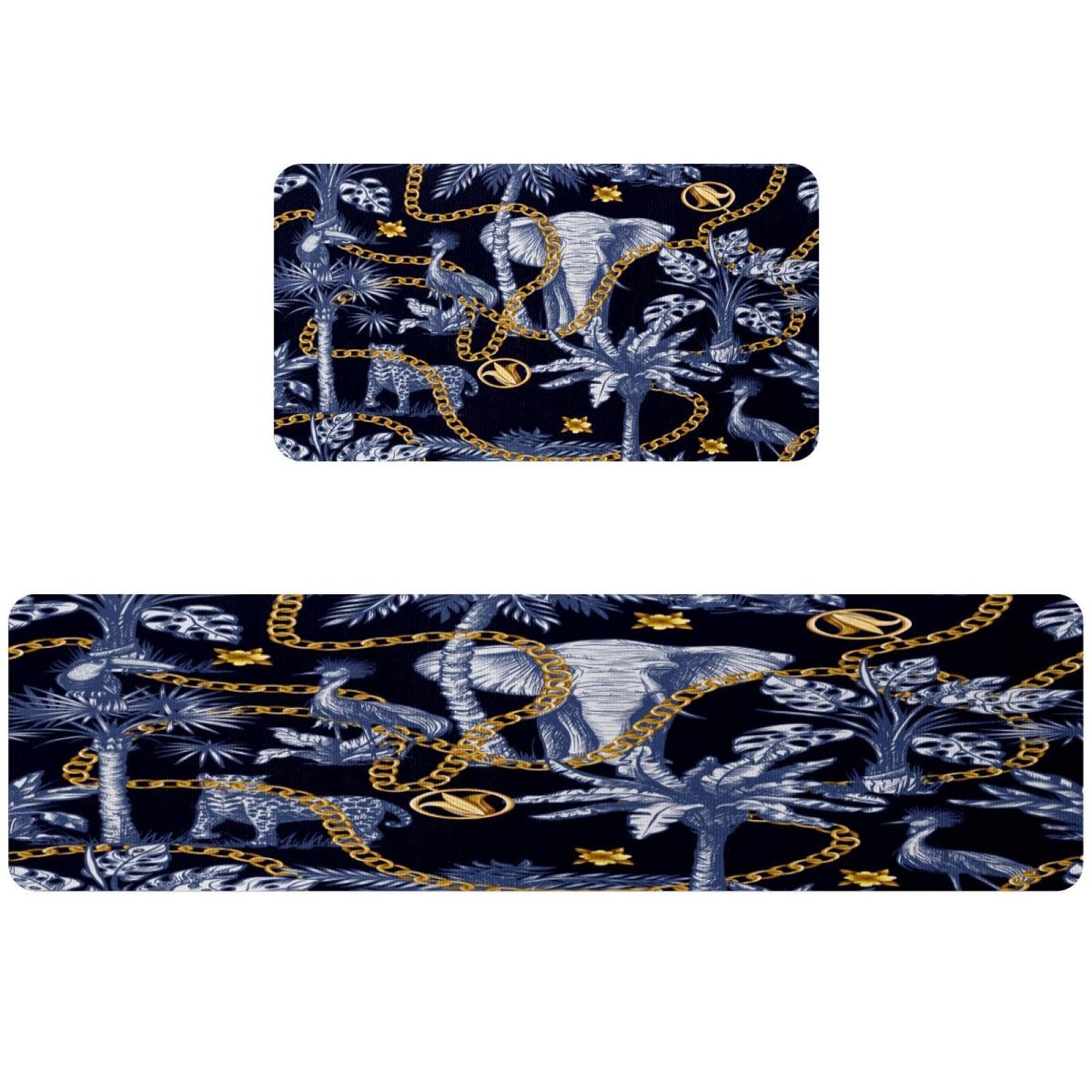 Tapis de cuisine antidérapants lot de 2 lavables au motif tropical