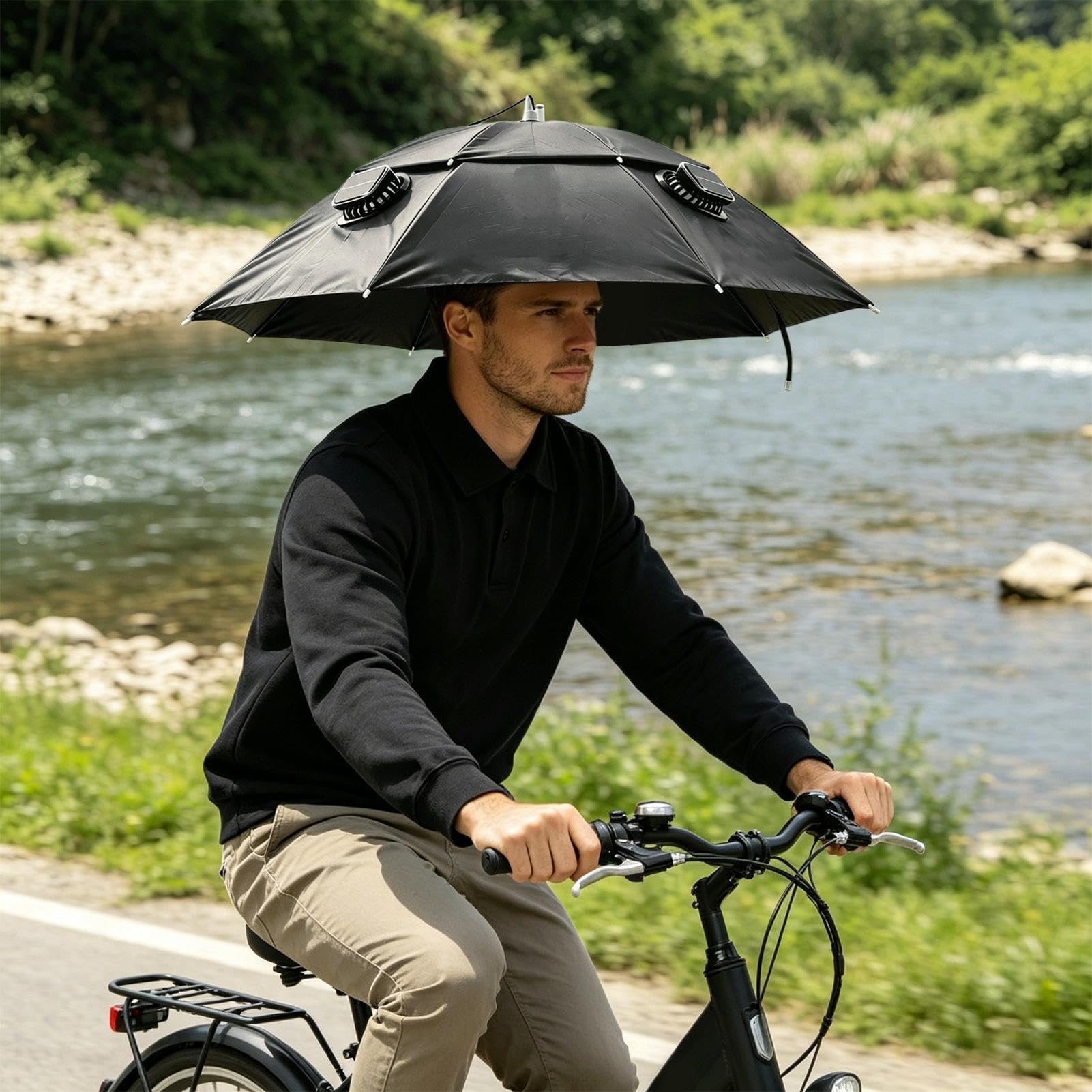 Genérico Sombrero de Sol con Ventilador Protección UV y Sombra Portátil | Sombrero con ventilador solar Para Viajes De Verano, Playa, Pesca, Senderismo, Camping, Ciclismo, Jardinería,