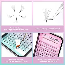 Eyelash Extensions 3D 4D 5D 6D 8D 9D 10D Thickness 0.07/0.1 C/D Curl Eyelashes Middle Stem Premade Fans Russian Volume Lash Extensions Supplies (Middle Stem 10D-0.07-D-8-15mm)
