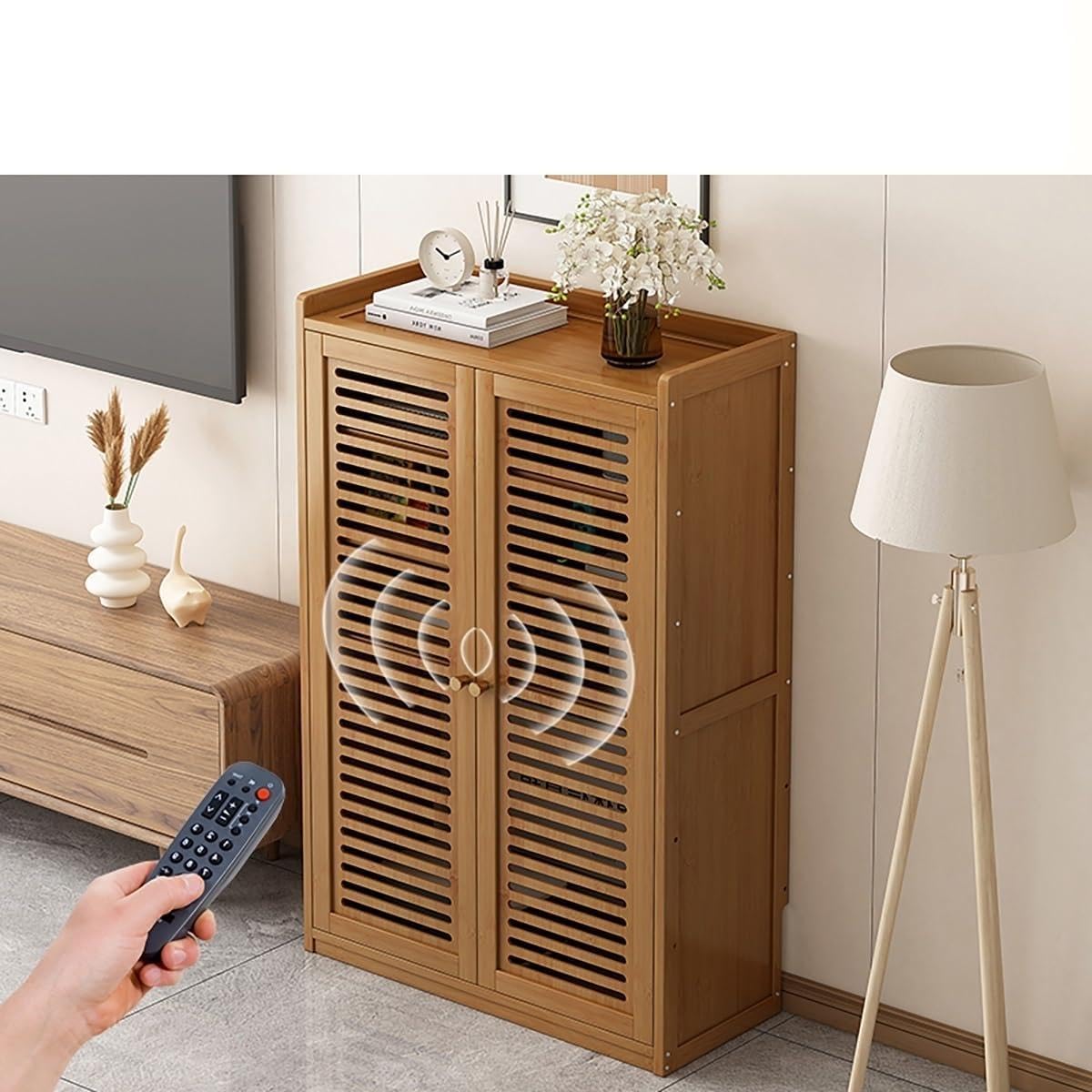 Boîte de Rangement pour Routeur sur Pied Modem, Armoire de Rangement WiFi, Étagère Double, Cache et Solution de Rangement pour Espaces Bien Rangés(White,H97cm/38in)