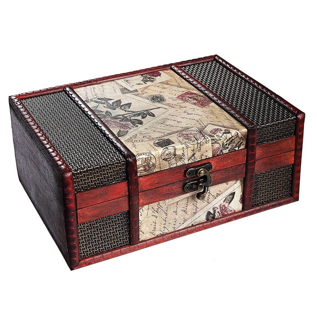 Collection de cartes au trésor boîte rangement timbres rétro mini coffre bois