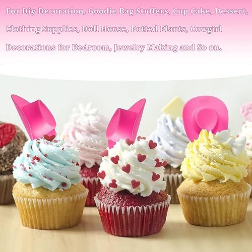 Miniatura 7 de CiviLight - 24 sombreros de plástico para vaquera occidental, accesorios de decoración con caja de almacenamiento, lindo sombrero de vaquero en