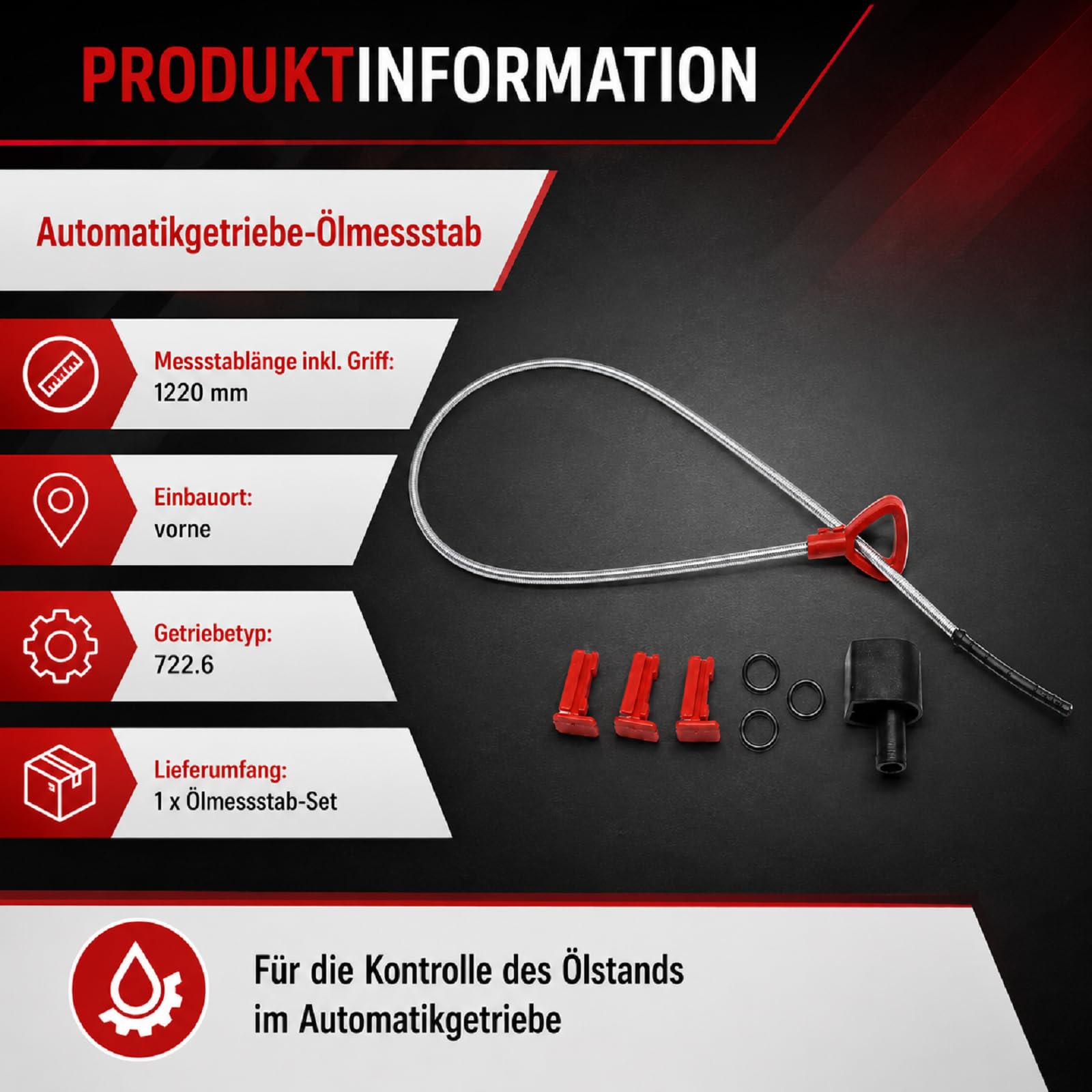Automatyczna skrzynia biegów, pręt pomiarowy oleju 1220 mm, kompatybilny z Mercedes W163 W203 W208 W210 W211 W220 140589152100 1405891521 140-589-15-21 168589012100
