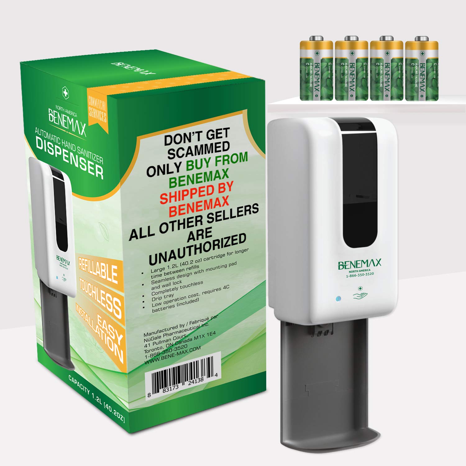Benemax Touchless Automatic Hand Cleaner Dispenser. Easy Wall Mount