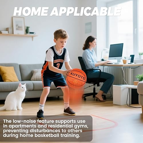 Miniatura 4 de KUYOTQ Silent Basketball Size 5 Soft Cloth Cover and Size 7 1.3lbs/500g Official Weight for True Game Feel High Density Indoor Practice No Shedding