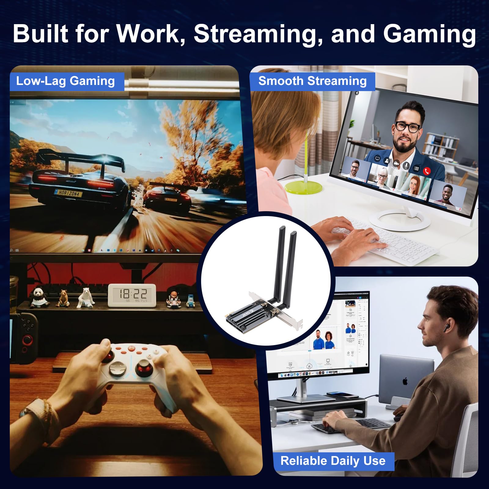 WiFi 7 PCIe Card - 9.3Gbps Fast Wireless -5