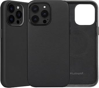 for iPhone 14 Pro Max Case Leather Compatible with MagSafe Black