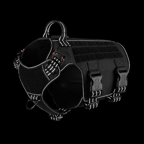 Miniatura 3 de ICEFANG Arnés táctico reflectante para perro con 6 hebillas para perros de tamaño mediano, chaleco MOLLE para perros de trabajo para caminar,