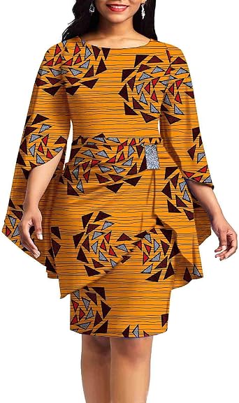 African Print Dresses for Women Dashiki Dress+Mini Skirt Ankara Aline Clothing Wax Fabric