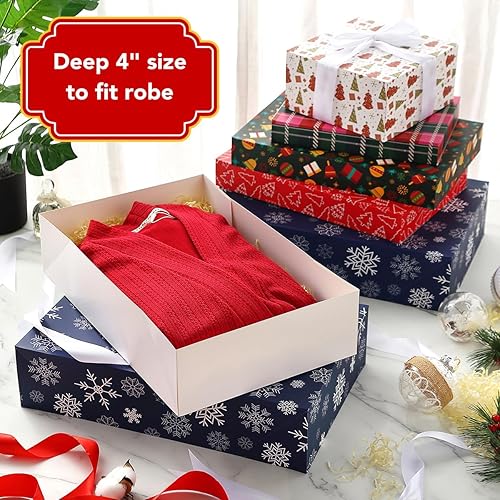 Miniatura 9 de NUJOVI 13 cajas de regalo de Navidad con tapas, hermosas cajas surtidas para envolver regalos con cajas de bata de 4 pulgadas de profundidad y caja
