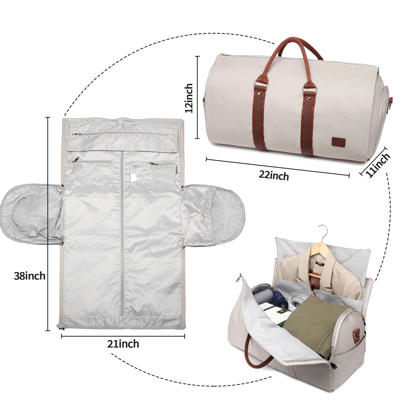 Bolsa de Viaje Convertible, Bolsa de Lona para Hombres y Mujeres, Maleta Colgante 2 en 1, Bolsa de Viaje de Negocios