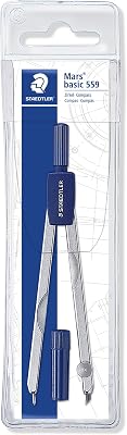 Staedtler Mars Basic - Compasso Scuola Media Elementare e Superiore, Include Astuccio e Tubetto Mine Compasso, Ideale per Cancelleria Scuola e Cartoleria - Materiale Scolastico e Cose per la Scuola