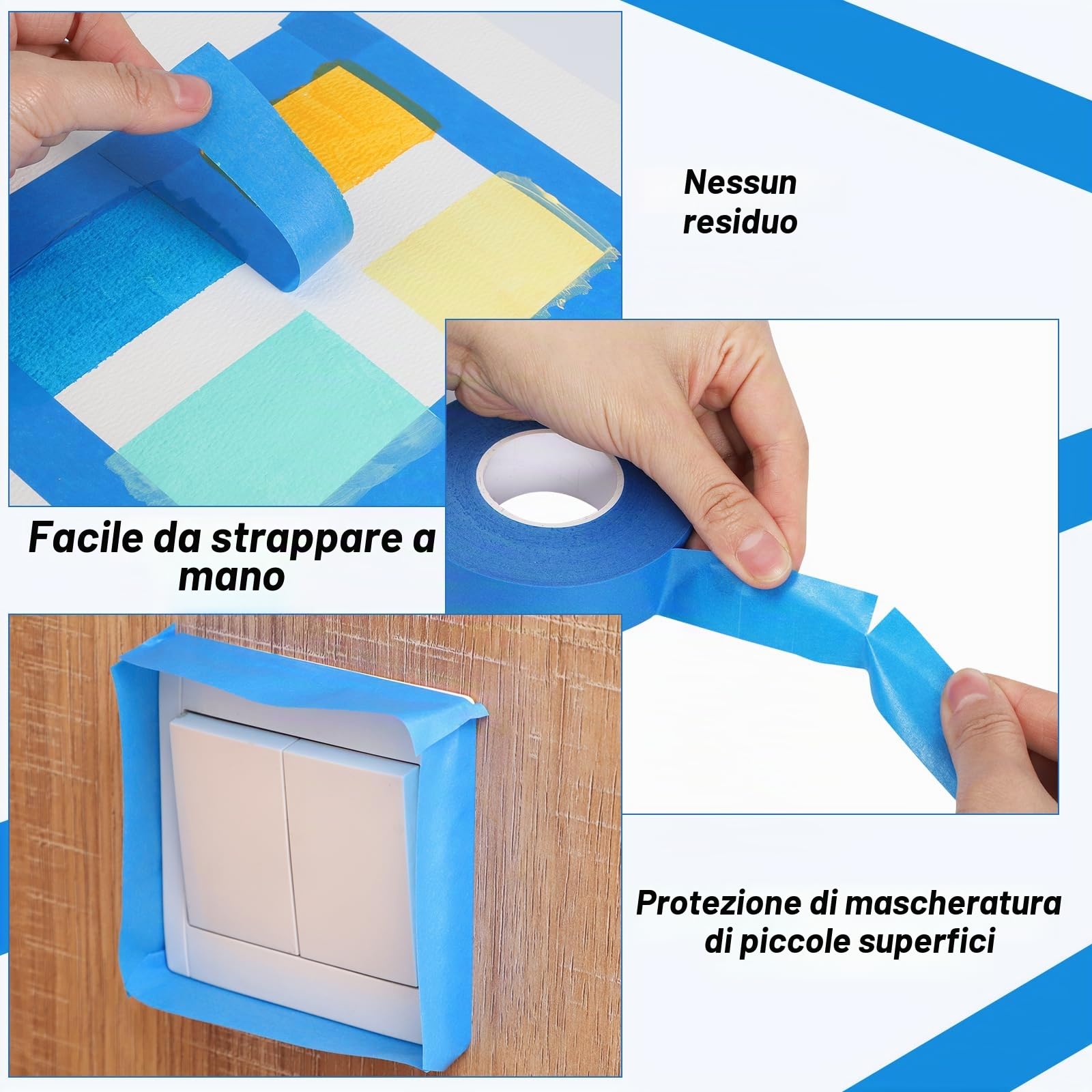 4 Rotoli Nastro Adesivo Carta, 50m x 24mm Nastro Carta Imbianchino Nastro Mascheratura Resistente al Calore per Lavori di Verniciatura Ristrutturazioni Artigianato