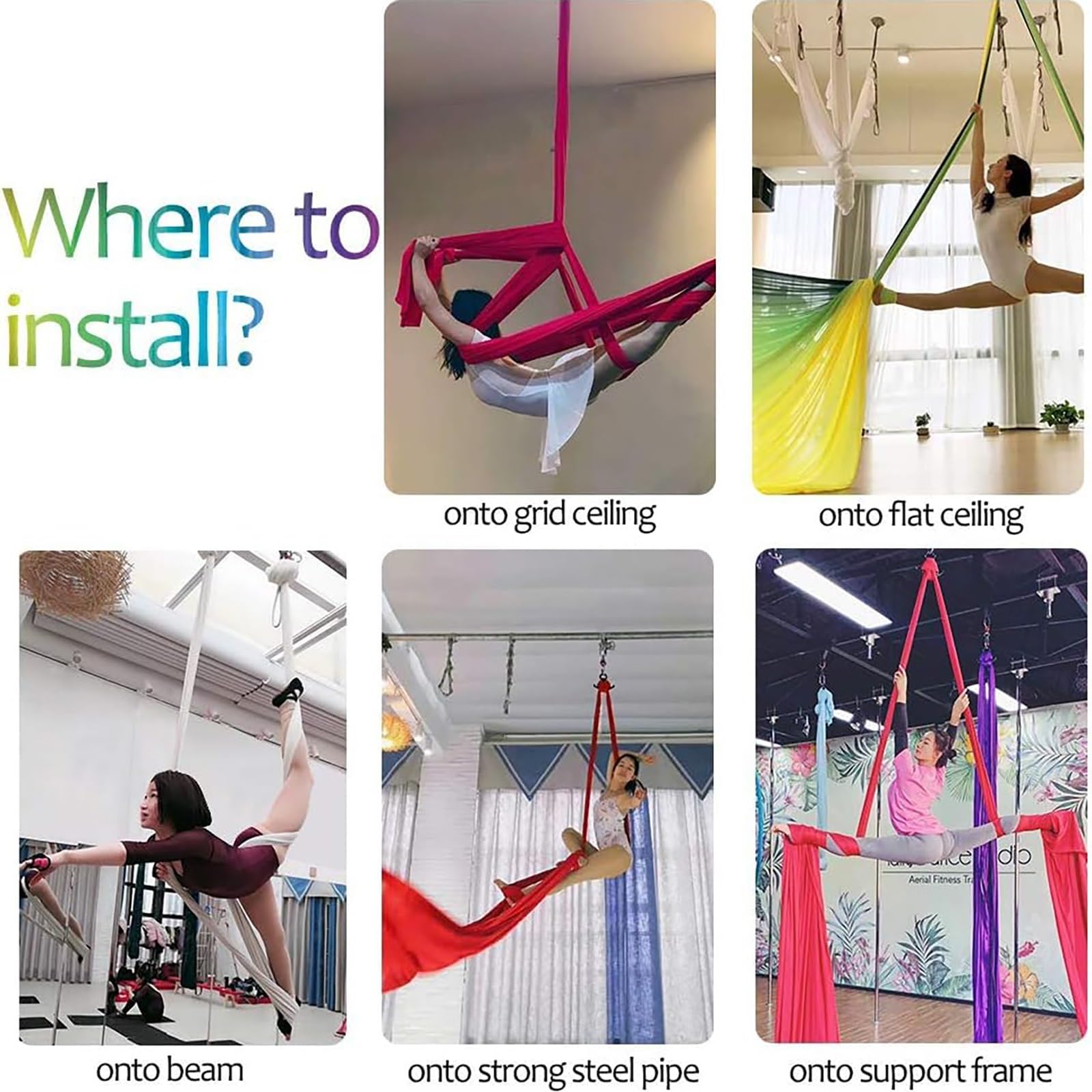 Aerial Silk Yoga Hängematte mit komplettem Zubehör – Vertikales Stofftrapezschaukel-Set für Fitness, Tanz und akrobatisches Fliegen