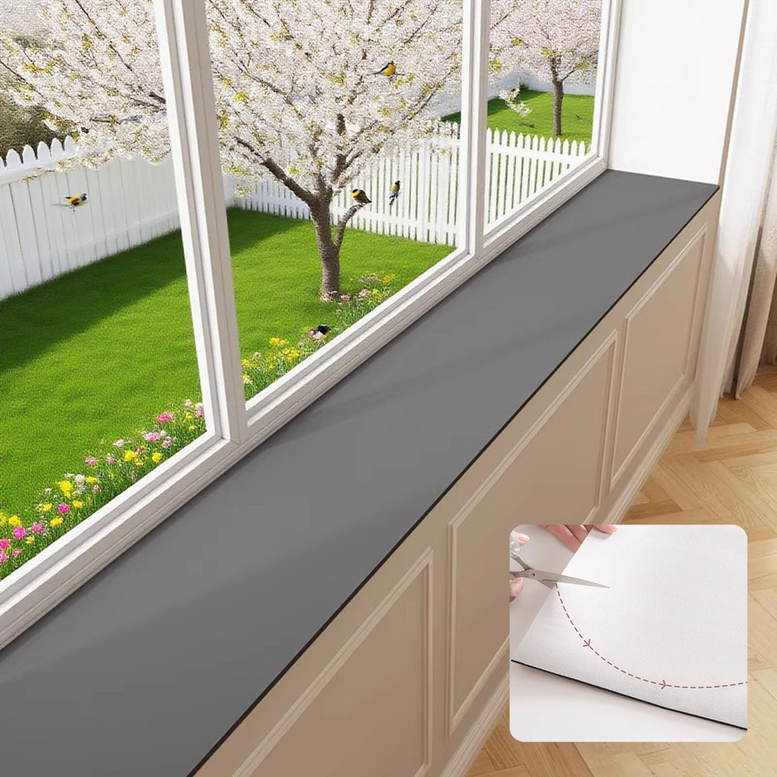 ZJHAHJY Cuttable Diatomaceous Earth Mat Non-Slip, Narrow Absorbent Window Sill Cushion, Scratch Seat Protector for Bay Windows Balconies Kitchen(Dark Gray,120x30cm(47x12in))