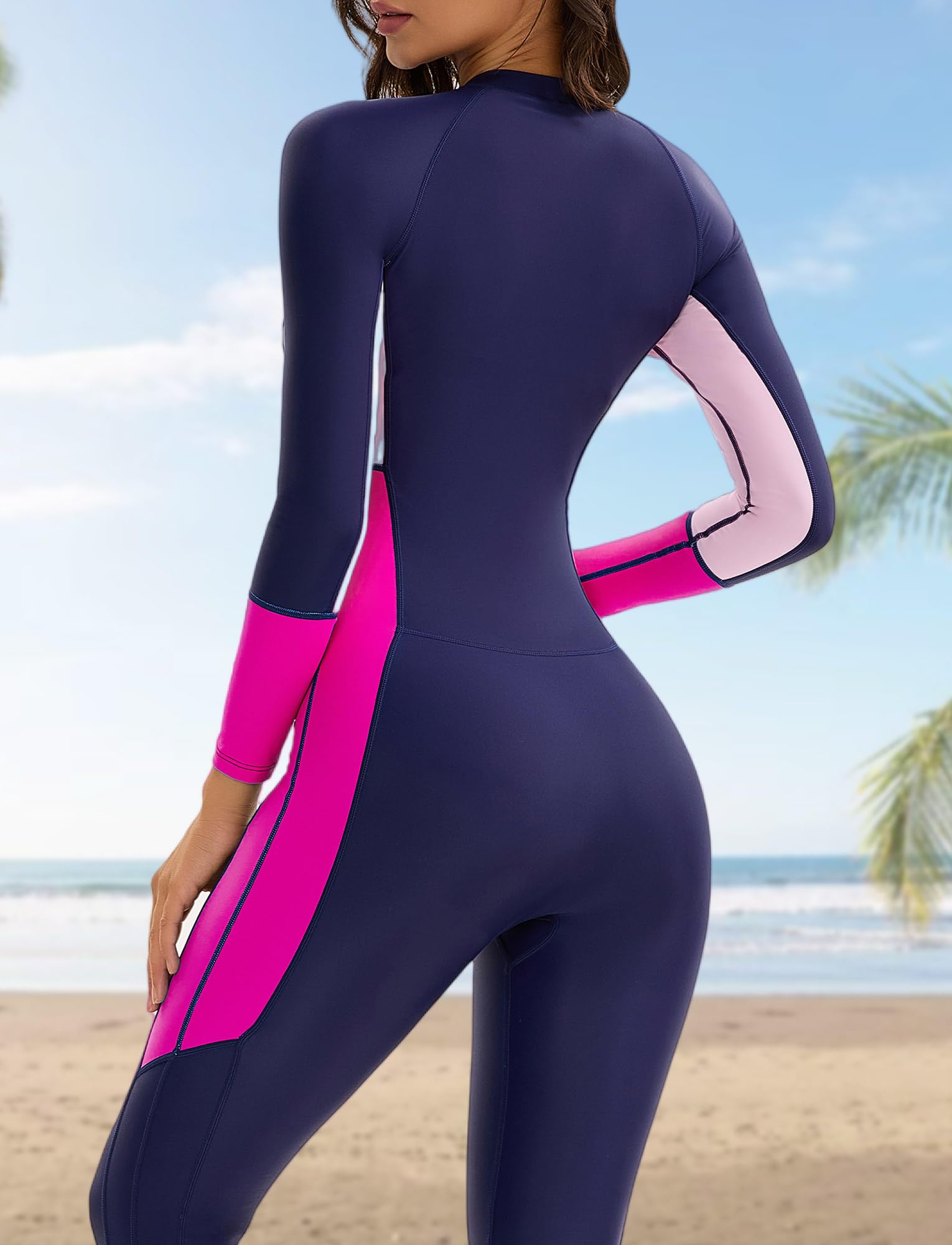 Maillot de Bain Integral Femme Rashguard Combinaison Femmes Maillot Une Pièce Sports Nautiques Surfing EU XS-3XL=Tag S-4XL