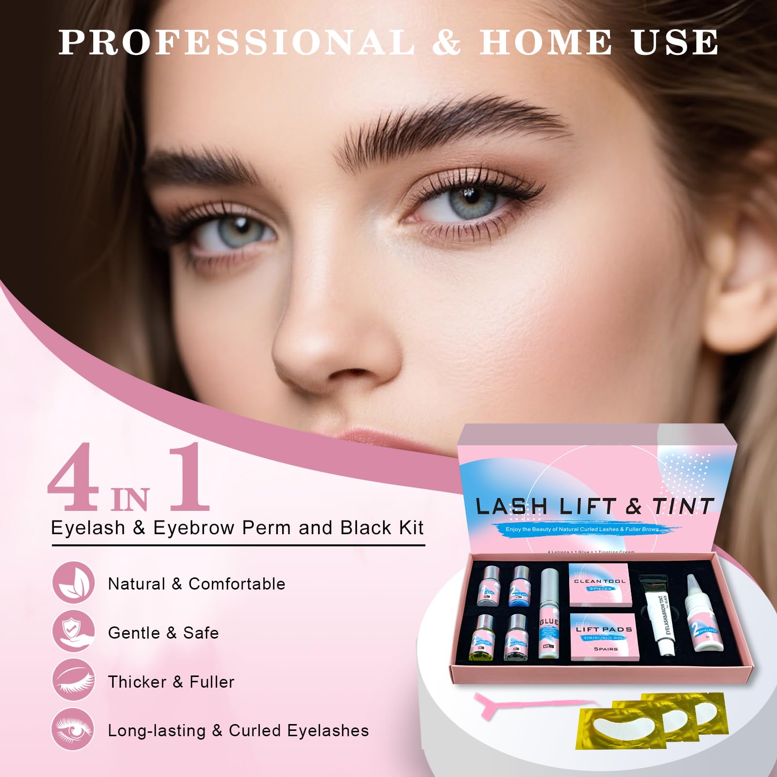 Professional Lash Lift and Black Tint Kit for Lashes & Brows